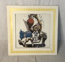 VINTAGE SHAQ SHAQUILLE O’NEAL GLASS PLAQUE WALL HANGING CARNIVAL PRIZE MAGIC