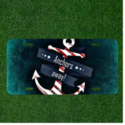 Custom Personalized License Plate Auto Tag With Anchors Away! Design