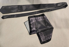 Men's Black, Grey and Lavender Luxury Tie  Hankerchief Set