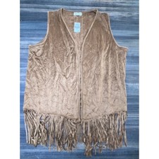 Kendall Faux Suede Fringe Vest Western Bohemian Festival Style Size L
