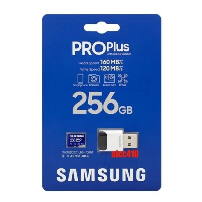 SAMSUNG Pro Plus 256GB Micro SD SDXC Memory Card UHS-I V30 up to 160MB/s  Reader