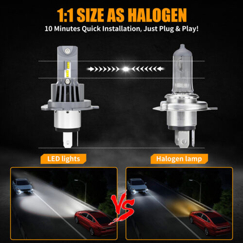 Combo 4 LED Headlight 9003/H4 High/Low Beam + H3 Fog Light Bulbs White 10000K - Picture 6 of 17