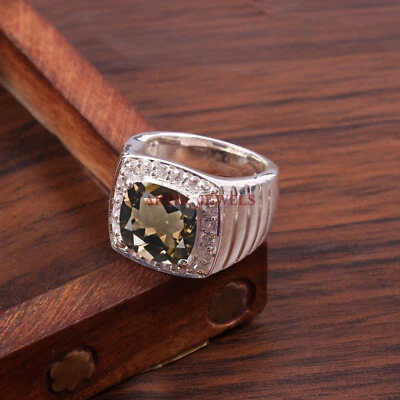 Natural Smoky Quartz Gemstone with 925 Sterling Silver Ring for Men's #5508 - Image 1 of 4