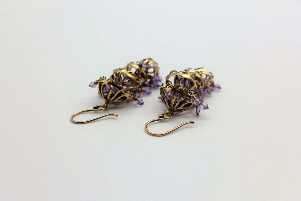 JANE DIAZ 10KT ROSE GOLD AMETHYST CHANDELIER EARRINGS - Image 3 of 4