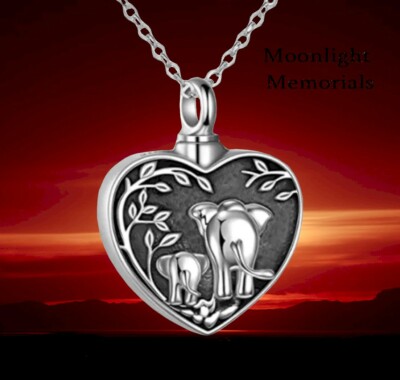 New Elephant Baby Mother Father Heart Cremation Urn Ashes Memorial