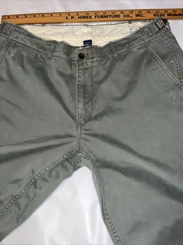 Polo Ralph Lauren Military Type-1 Green Chino Pants Men Sz 32x32 Distressed Tabs - Picture 16 of 17