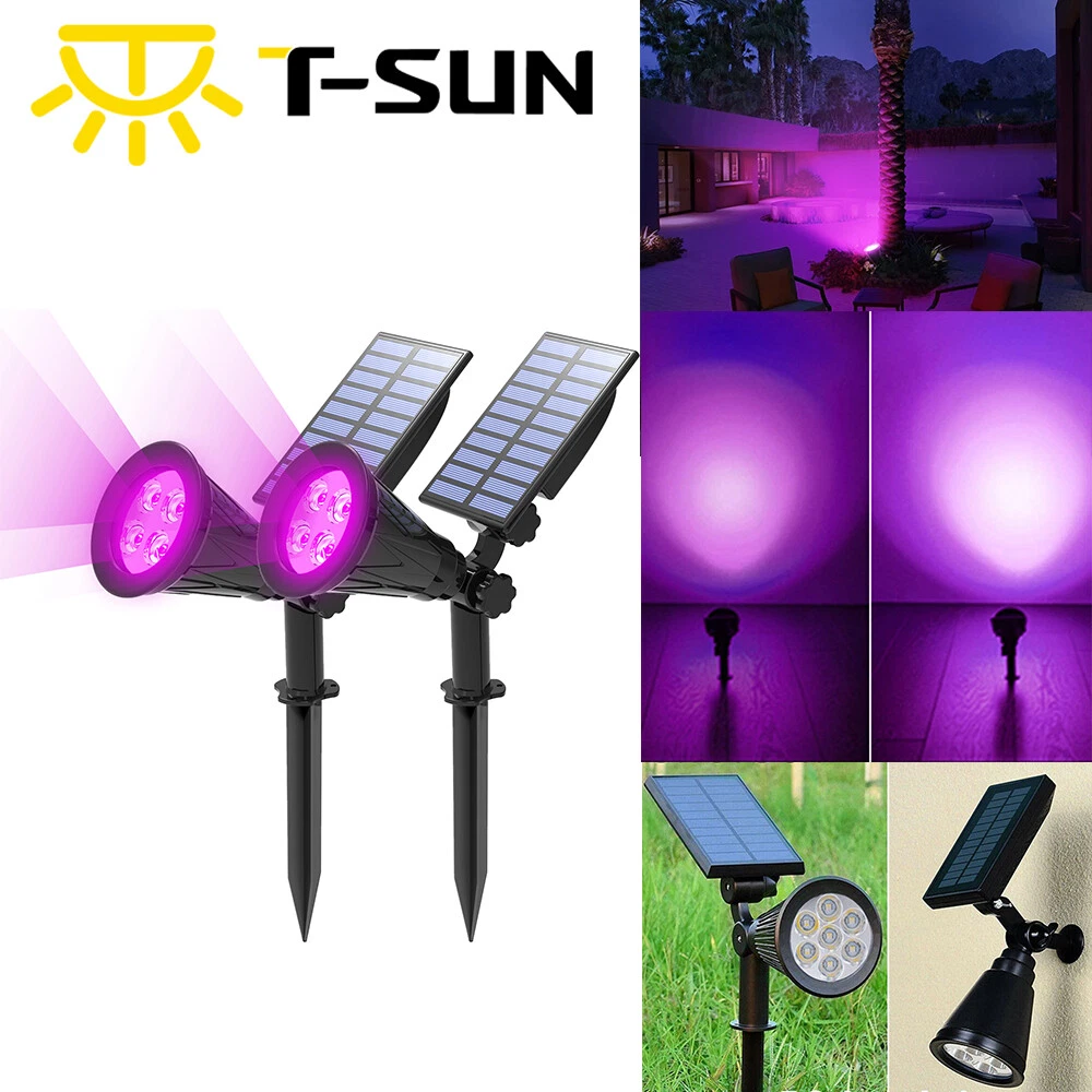 2x Solar Power Spotlight Outdoor Garden Security Gutter Lamp 4 LED Flood Purple