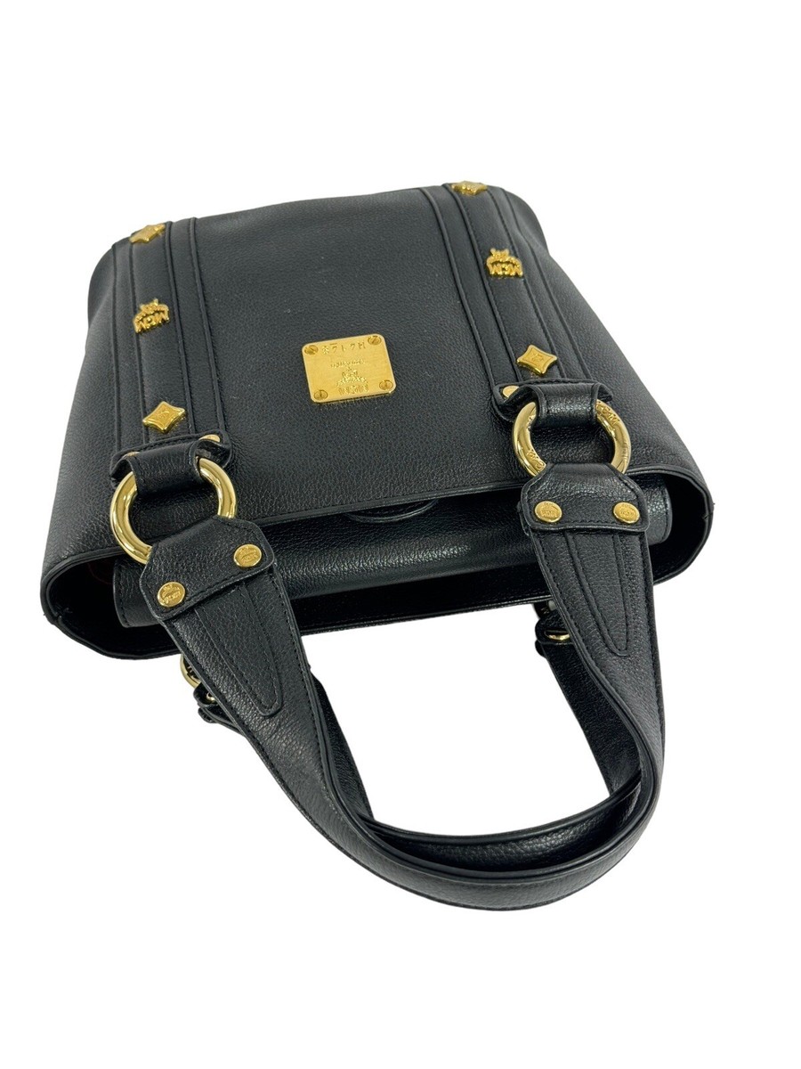 MCM Black Leather Munchen Studded Satchel Tote Bag | eBay MCM Black Leather Munchen Studded Satchel Tote Bag | eBay