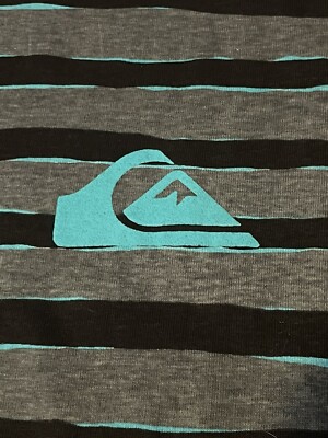 Vintage 80s Quiksilver Striped Single Stitch T-shirt (Blue,Grey