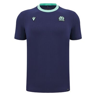 Macron OFFICIAL Scotland SRU 2024/25 Mens Athleisure Cotton Rugby T-Shirt