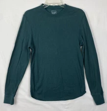 GAP Small Teal Green Thermal Long Sleeve Top UNISEX Cotton Poly Spandex READ