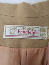 Vtg 70's Young Pendleton Jacket Blazer Women's Junior's 13-14 Wool Camel Color
