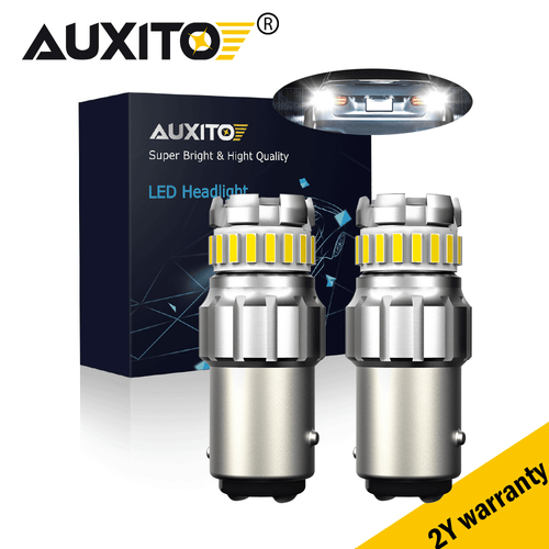 2X AUXITO Super White BAY15S 7507 23-SMD 3030 LED Tail Braking Stop Light Bulb - Picture 1 of 10