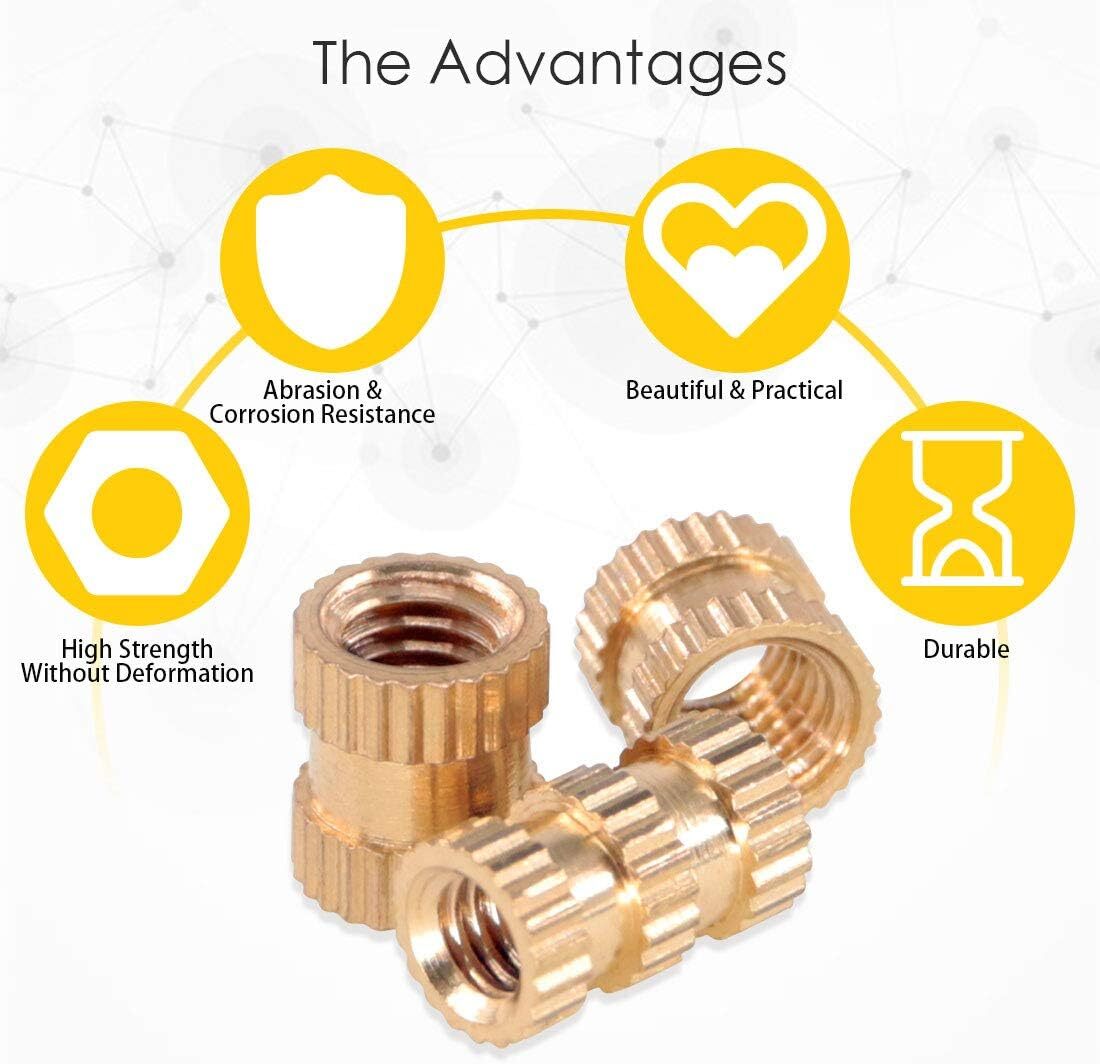 460 Pcs M2 M3 M4 M5 Female Thread Brass Knurled Threaded Insert Embedment 