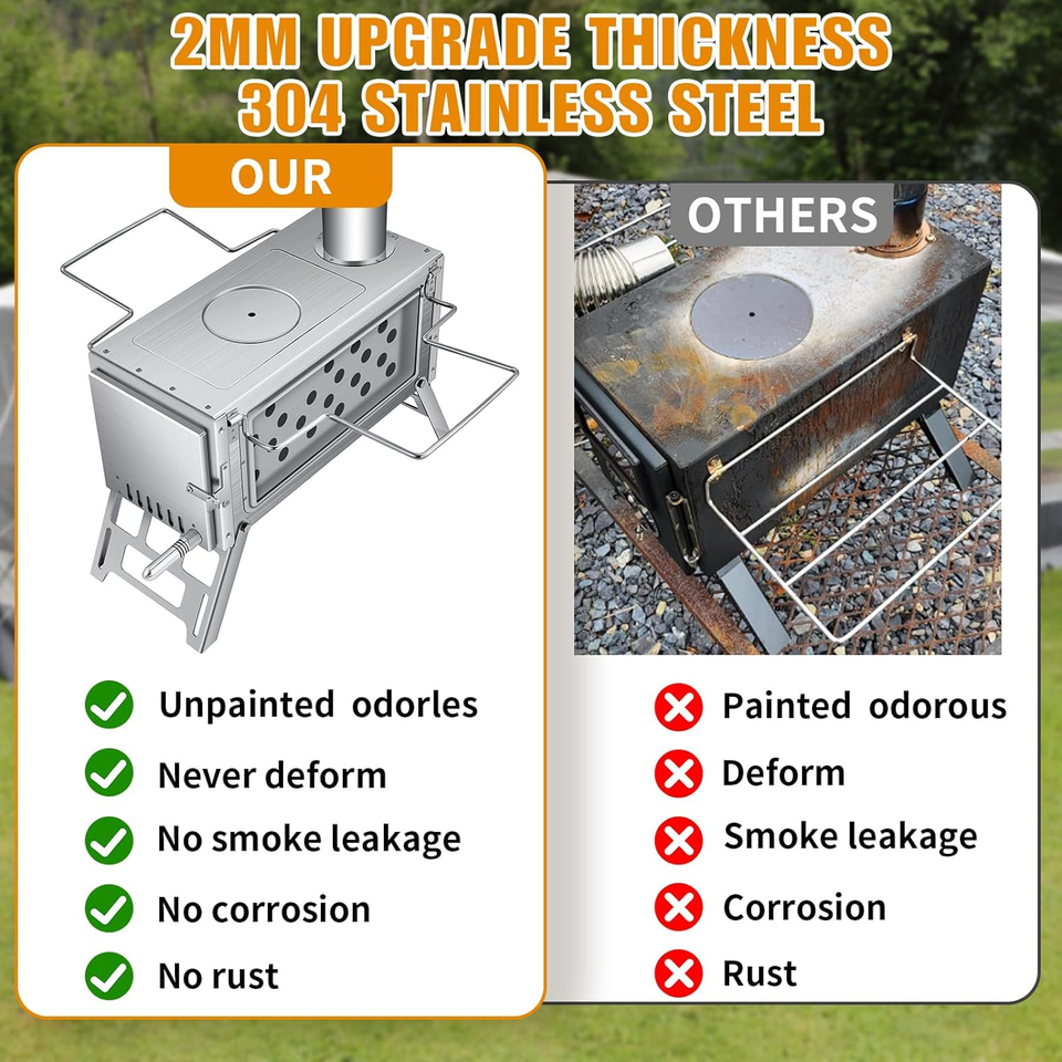 Tent Stoves Wood Burning Portable Outdoor Stove for Camping,Hiking,Hot