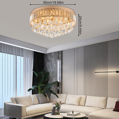Crystal Decorative Home Ceiling Light Ceiling Lamp Gold Round Bedroom Lamp
