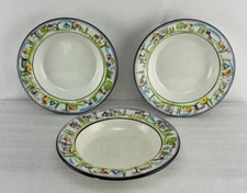 SAKURA PROVENCE SOUP BOWL French Village Artist Apple Hand-painted Lot Set Of 3