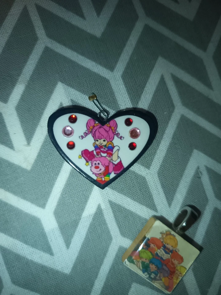 Rainbow Brite 80s Pendant Necklace Cartoon Girl Power Jewelry Lot Glass Cab  Foto 2 de 4
