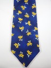HUGO BOSS BLUE STRIPED w/ YELLOW FLOWERS SILK VISCOSE BLEND NECK TIE
