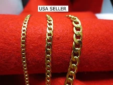 3/5/7 mm  STAINLESS STEEL GOLD  PLATED CUBAN CURB LINK ROPE CHAIN  7"-40" GOLDEN