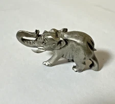 Rawcliffe Vintage Pewter Elephant #513 Trunk Up Tiny 1"  Tall x 2" Long 1981