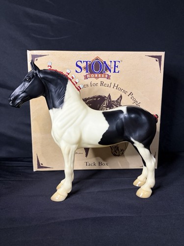 Breyer Peter Stone Horse Standing Drafter #9612 Pecos Chief Black Pinto Retired