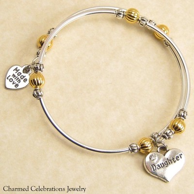 Daughter Wrap Bracelet Handmade Charm Bracelet Jewelry Gift. Gold Silver Black