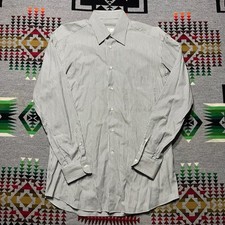 Ermenegildo Zegna Dress Shirt Gray Striped Button Up Long Sleeve Mens 15 New D3