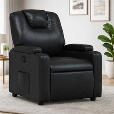 Relaxsessel Kunstleder Schwarz Liegesessel TV Sessel Recliner B-WARE