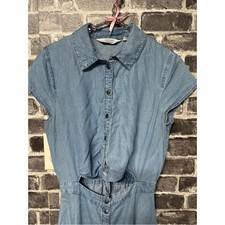 & other stories chambray button front shirt dress blue cut out collar SIZE 4