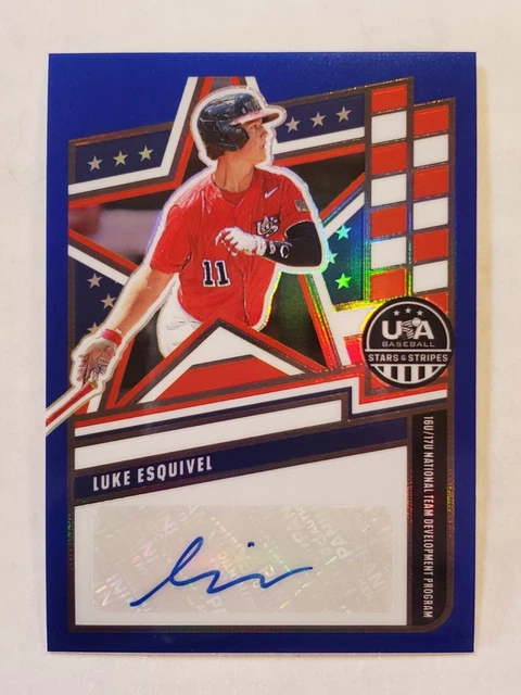 Luke Esquivel 2026 Panini Stars & Stripes Prizm 16U/17U BLUE PRIZM AUTO #d 12/49