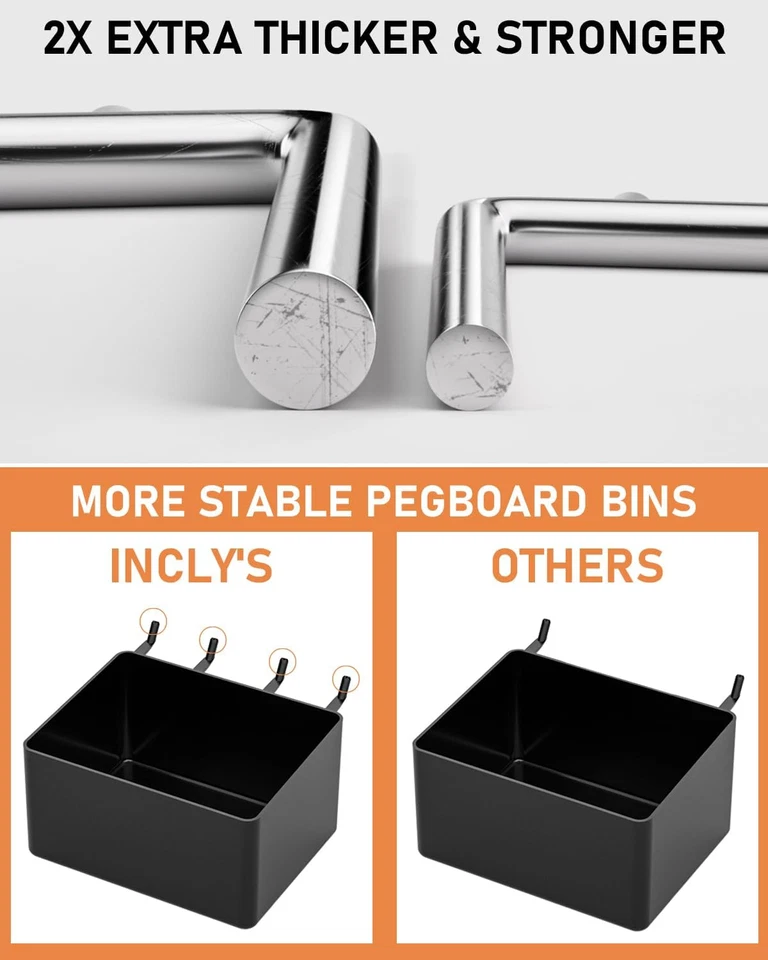 170PCS 1/4 Inch Pegboard Hooks Kit, Extra Thick Heavy Duty Peg Board Organizer A - Image 2 of 4