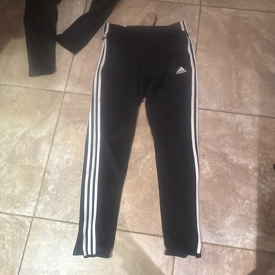 adidas Men's Black Track Pants M White Stripes Slim Fit Essentials