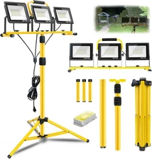 21000Lumen LED Work Lights with Stand: 3 Head Adjustable Work Light with Individ