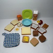 Pretend Play Breakfast Food Toast Eggs Juice Mixed Variety Lot of 18 Toy Pieces
