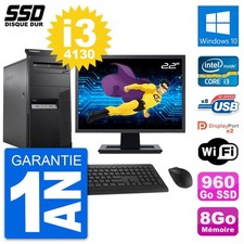 PC Tour Lenovo M83 Ecran 22" Intel i3-4130 RAM 8Go SSD 960Go Windows 10 Wifi