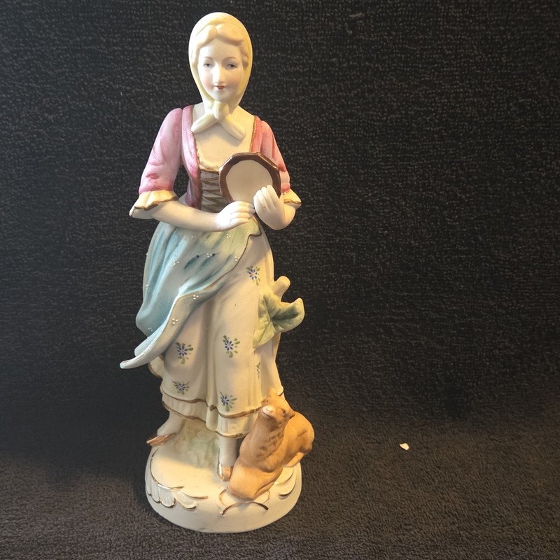 Staffordshire Hand Painted Porcelain Woman Figurine Floral Multicolor