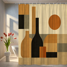 Modern Abstract Shower Curtain in Black and Brown