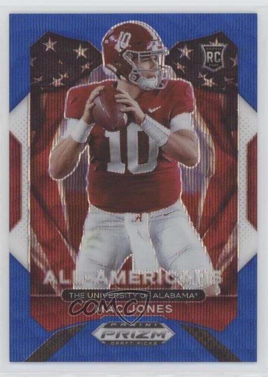 2021 Prizm Draft Picks All-American Blue Wave /249 Mac Jones #183 Rookie RC 1v3