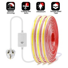 COB LED Strip Lights 220V Dimmable Selfadheive Flexible Tape IP67 Outdoor Light