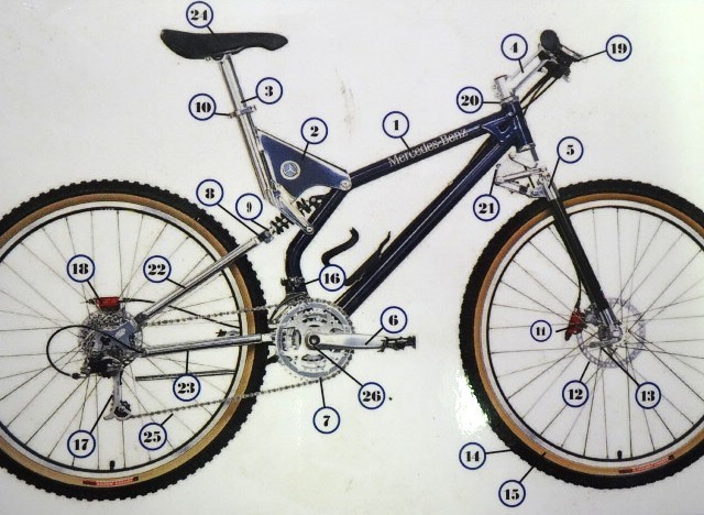 Folding Mercedes-Benz AMP Research B4 Mountain Bike w/ Suitcase