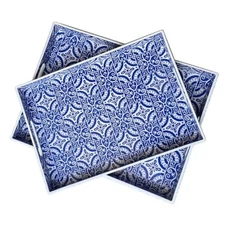 2 Pack Serving Tray with Handles, 15.7"*11.8"*1.6" Rectangle Blue White 2