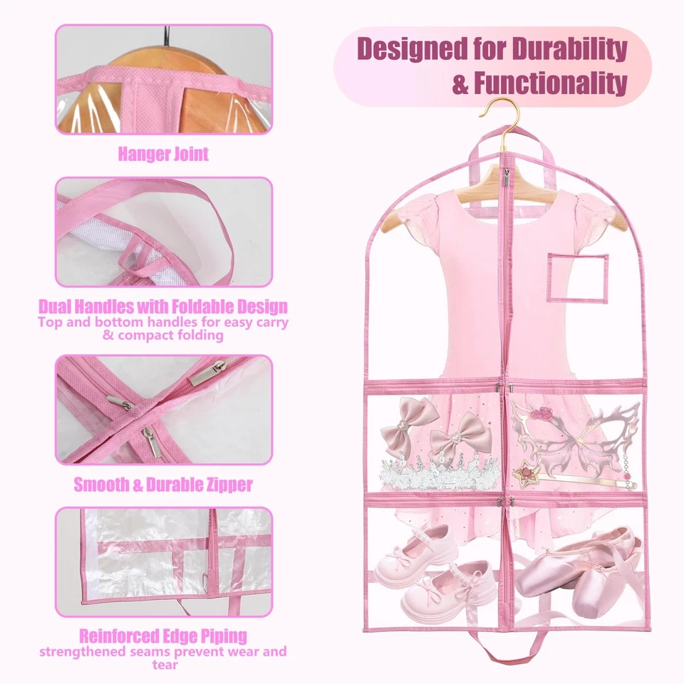 6 Pack Clear Garment Bags for Dance Costumes, 40 inch Clear PVC Dance Garment... - Image 3 of 4