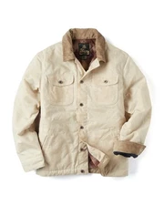 Flint and Tinder Flannel-Lined Quilted Waxed Rancher Jacket - Large - Natural