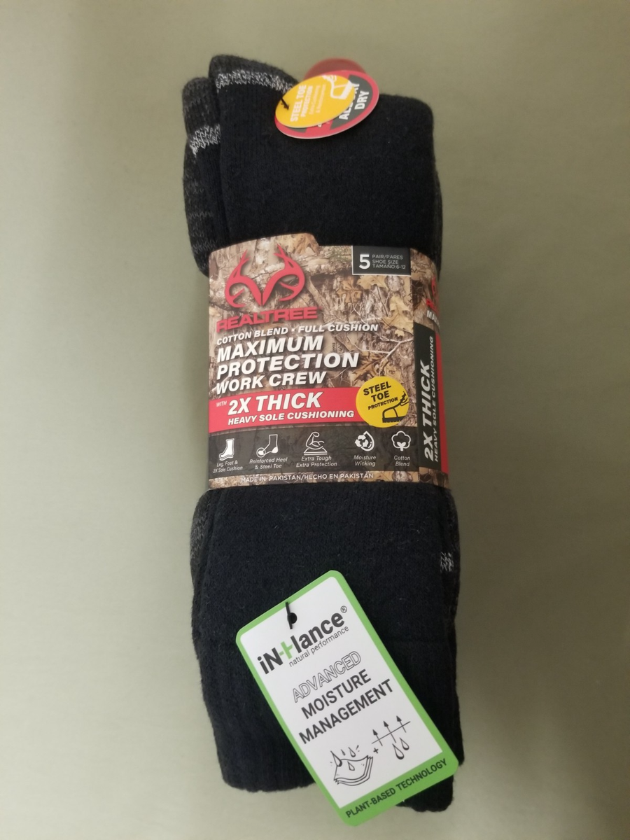 New REALTREE Mens 5 Pack Full Cushion Work Crew Socks. | eBay