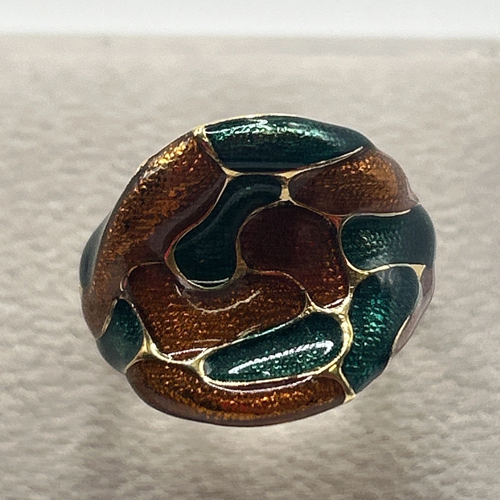 Bague vintage fantaisie  Doré Orange et Vert  . Taille 55