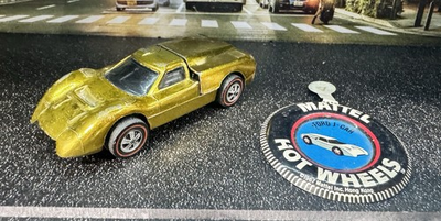 #ad #ad Hot Wheels Redline 1968 Original 16 Ford J Car Gold US Version With Button $60.00