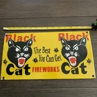 Vintage Black Cat FIREWORKS Porcelain Sign  8 / 15 inches RARE ITEM  SEE PIX