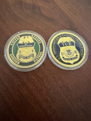 US Border Patrol Agent & ICE Agent Challenge Coins - Lot of Two!  