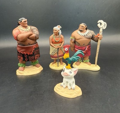 Disney Moana Movie Figures LOT of 4 Cake Toppers Chief Tui, Gramma, Pua & HeiHei